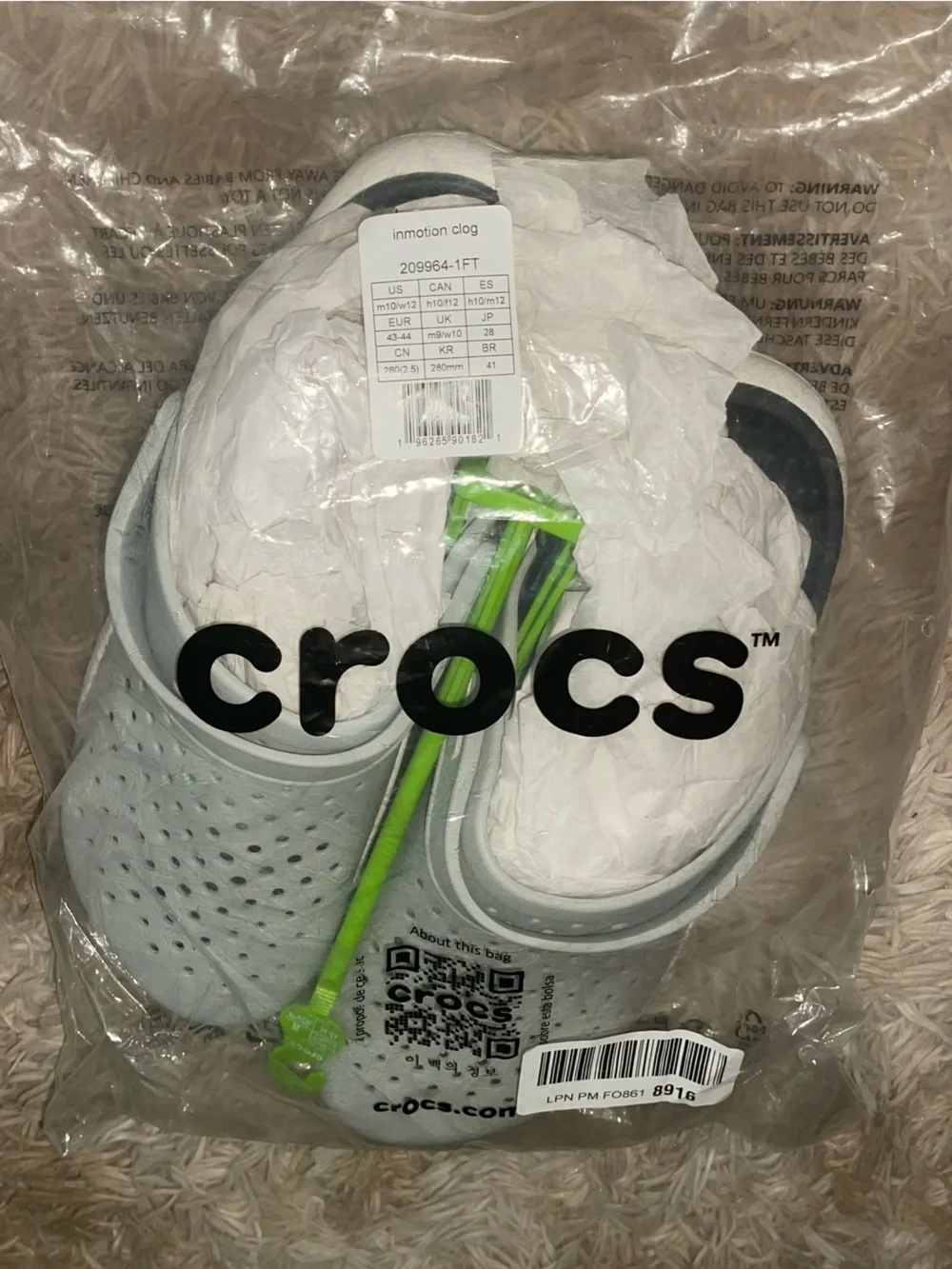 NWT CROCS Women 12(Men 10)LiteRide Clog in Light Gray - Picture 1 of 5